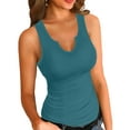 thumbnail image 1 of Vafful Women Tank Tops V Neck Summer Slim Slim Stretch Workout Sleeveless Tops Ribbed Racerback Blouses Teal Blue Medium, 1 of 7