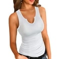 thumbnail image 1 of Vafful Women Tank Tops V Neck Summer Slim Slim Stretch Workout Sleeveless Tops Ribbed Racerback Blouses White Medium, 1 of 7