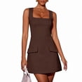 thumbnail image 1 of Vafful Women's 2026 Summer Sleeveless Mini Dress Casual Square Neck Slim Fit Cocktail Party Short Dresses, 1 of 11