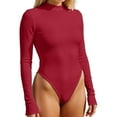 thumbnail image 1 of Vafful Bodysuits for Womens Mock Neck Long Sleeve Body Suits Going Out Outfits Baisc Leotards Tops Onesie Shirts, 1 of 7