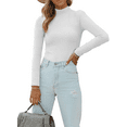 thumbnail image 1 of Vafful Women's Long Sleeve T Shirt Mock Neck Slim Tops for Womens Fitted Ribbed Pullovers Tee Top S-XXL White, 1 of 9