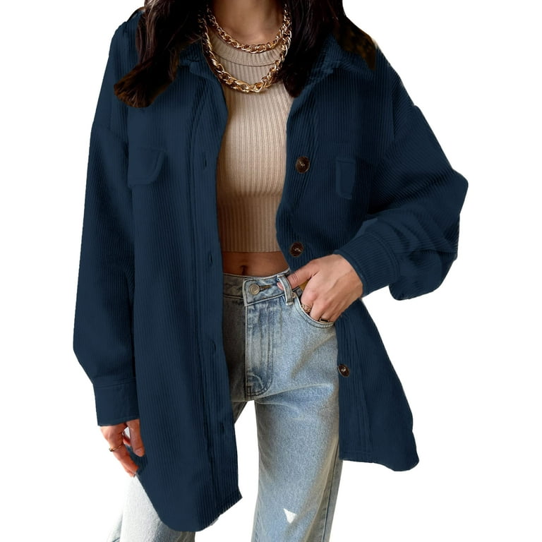 Navy top shacket womens