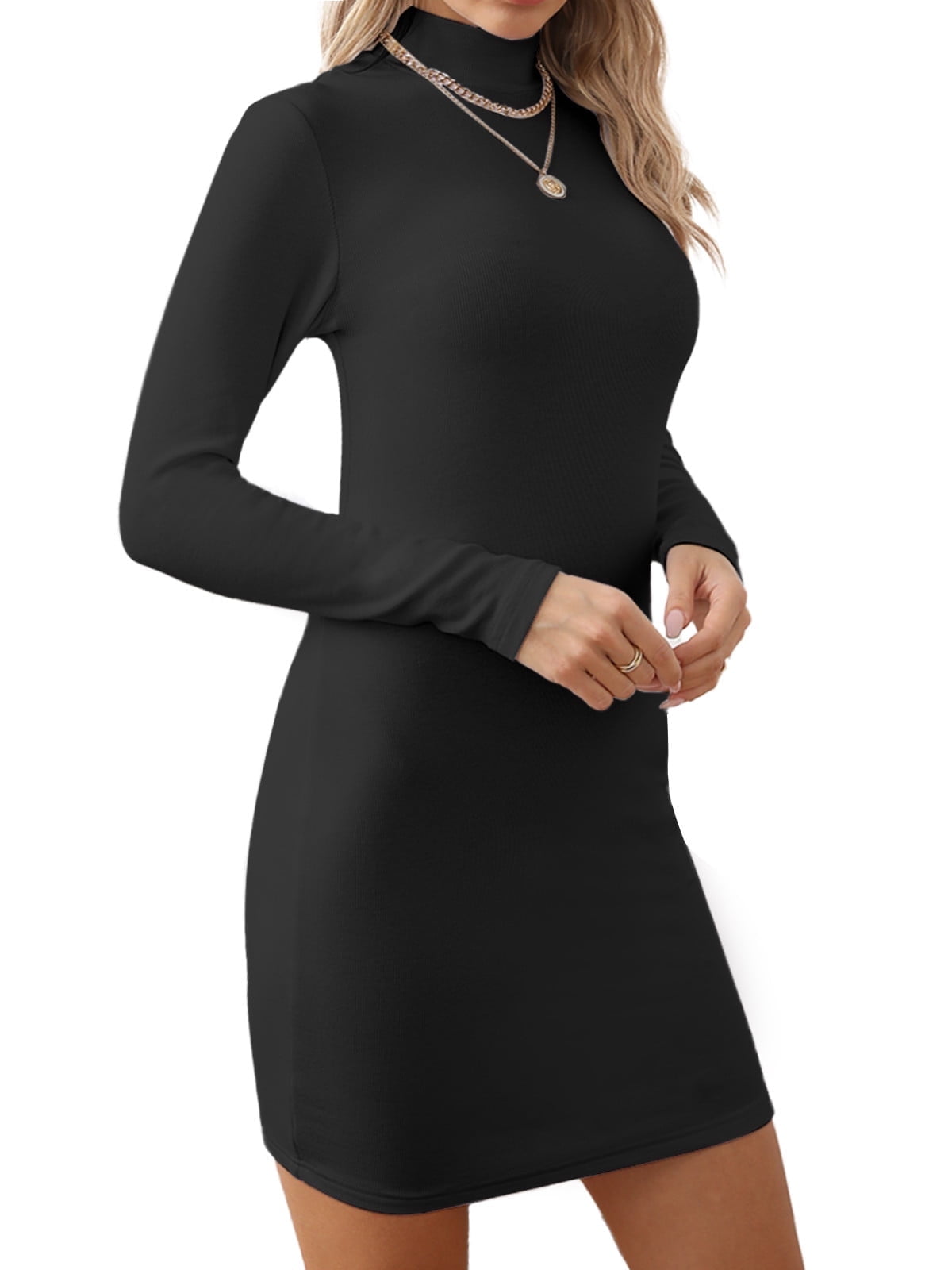 Vafful Womens Dresses Mock Neck Long Sleeve Mini Bodycorn Dress Ribbed Slim Fit - Walmart.com Vafful Womens Dresses Mock Neck Long Sleeve Mini Bodycorn Dress Ribbed Slim Fit - Walmart.com
