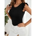 thumbnail image 1 of Vafful Womens Summer Shirt High Neck Casual Tshirts Puff Sleeve Tops for Women S-XL Black, 1 of 6