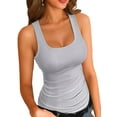 thumbnail image 1 of Vafful Womens Summer Tank Tops Square Neck Sleeveless Low Cut Sexy Shirts Ribbed Tanks Slim Fitted Casual Basic Tee Shirt, 1 of 7