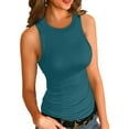 thumbnail image 1 of Vafful Womens Tank Tops High Neck Summer Tanks Cami Sleeveless Tops Basic Shirt Ribbed Racerback Blouses Lake Blue X-Large, 1 of 7