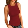 thumbnail image 1 of Vafful Womens Tank Tops High Neck Summer Tanks Cami Sleeveless Tops Basic Shirt Ribbed Racerback Blouses Wine Red XX-Large, 1 of 6