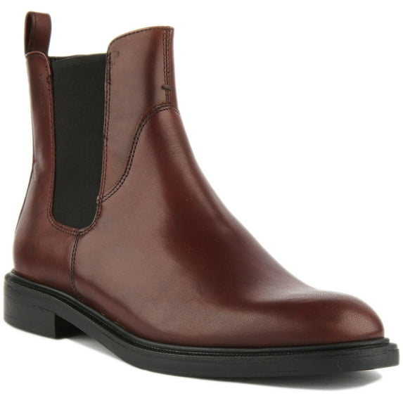 Vagabond Amina Women's Leather Low Heel Chelsea Boot In Bordeaux Size 12