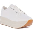 thumbnail image 1 of Vagabond Casey Women's Lace Up Textile Platform Trainers In White Size 8, 1 of 6