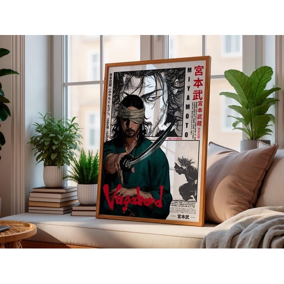 Vagabond Poster Samurai Musashi Theme Manga Art Japanese Typography Design for Gaming Room Decor House Wall Display Gift for Fan Idea Size 24x36 Unframed Poster