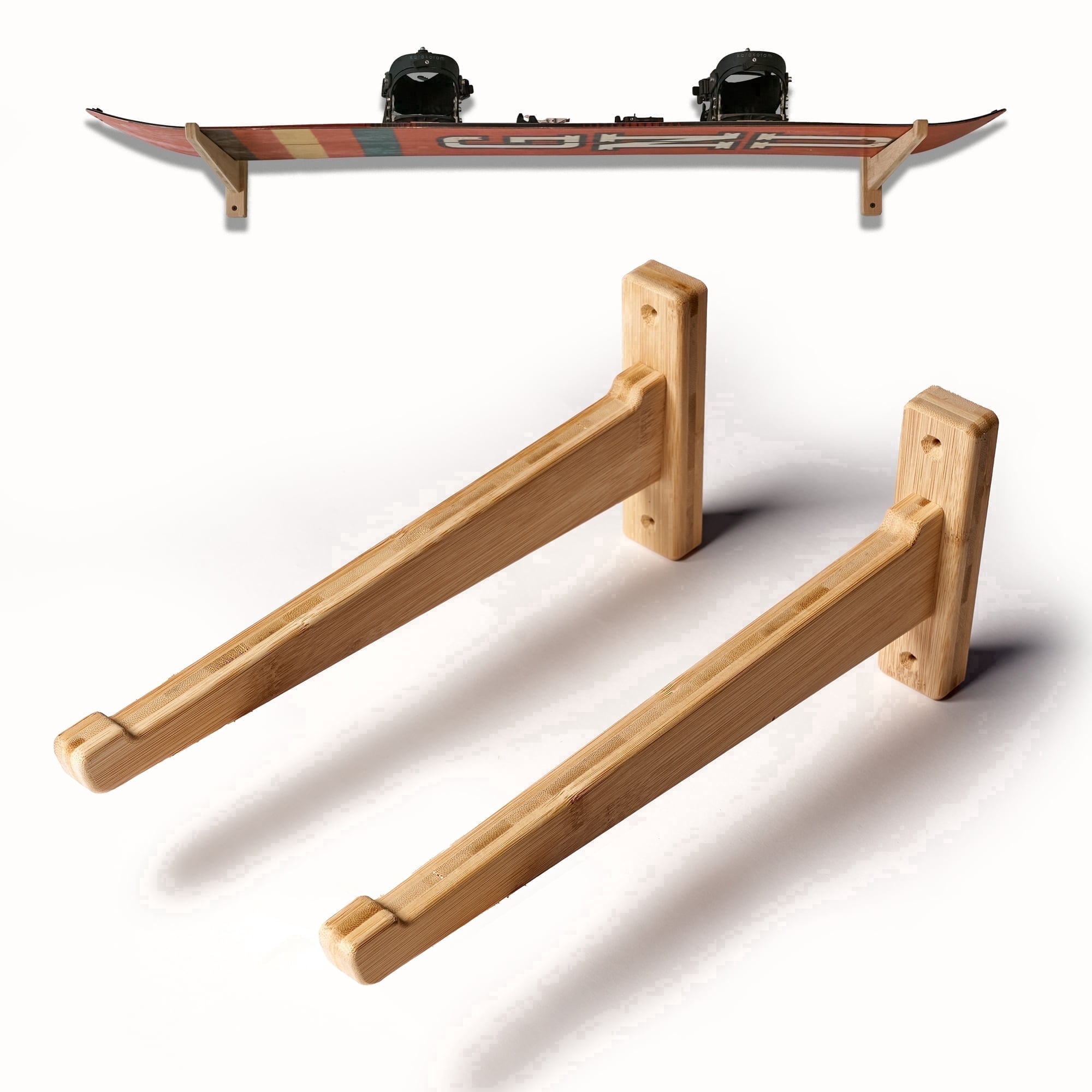 Walnut Snowboard Rack Vagabond Racks Bamboo Snowboard Wall Mount, 35 lb Capacity - Walmart.com