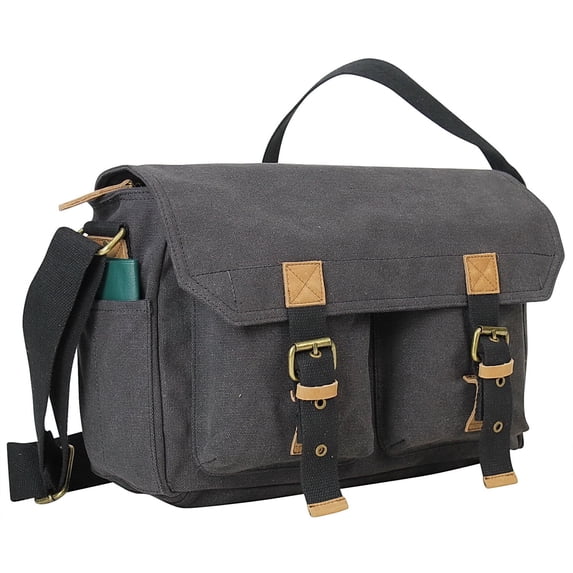 Vagarant Traveler 13.5" 100% Cotton Washed Canvas Messenger Bag C51.GRY