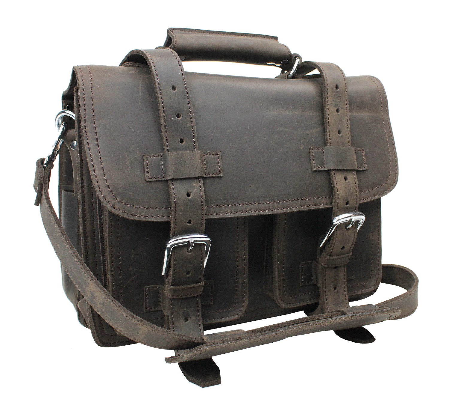 Vagarant Traveler 14" Medium CEO Leather Briefcase/Backpack Tote L92.DB