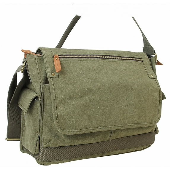 Vagarant Traveler 15" Casual Style Canvas Laptop Messenger Bag C31.GRN