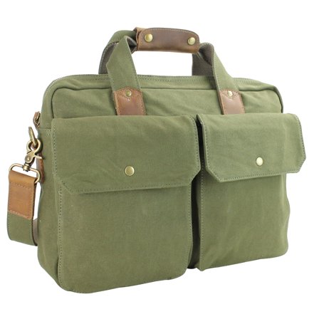 Vagarant Traveler 15" Casual Style Canvas Laptop Messenger Bag CM28.GRN