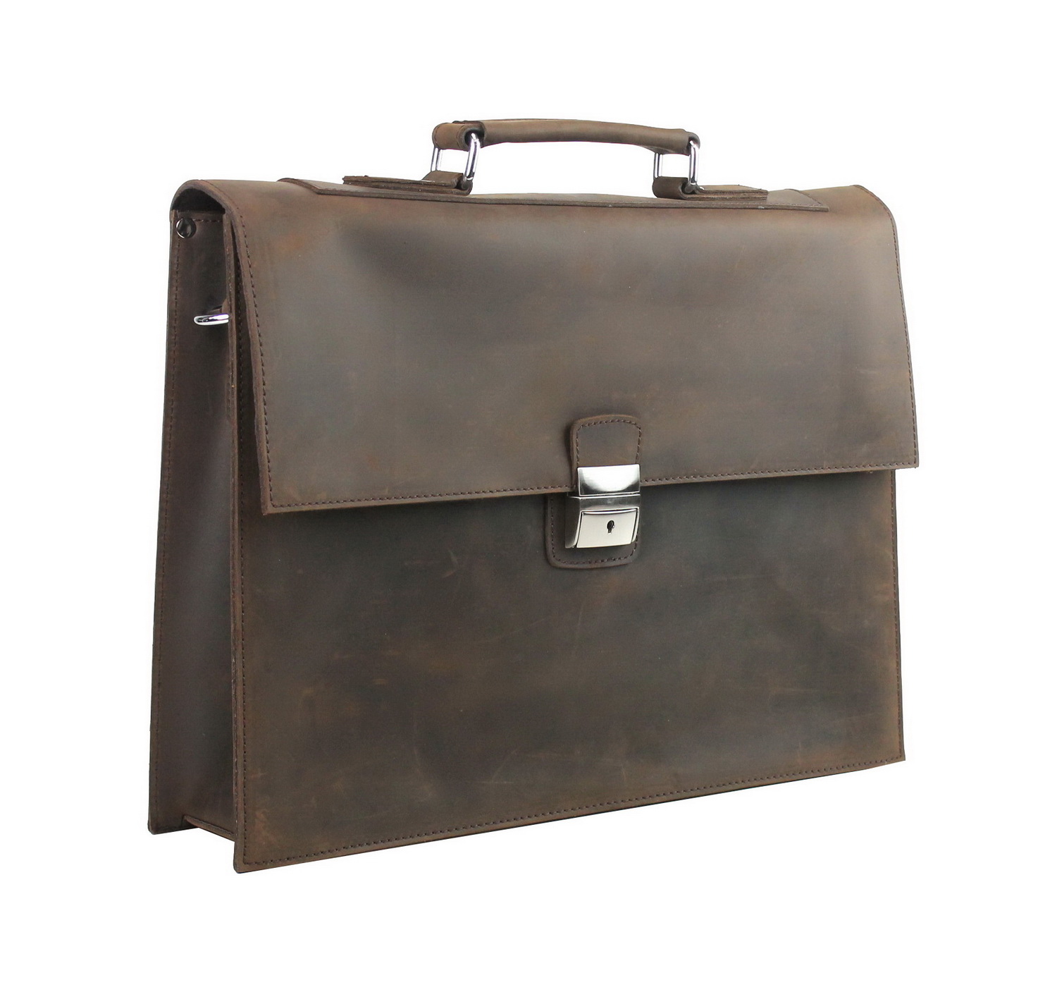 Vagarant Traveler 15" Slim Full Grain Leather Briefcase Laptop Bag w/Latch Lock LB25.DS