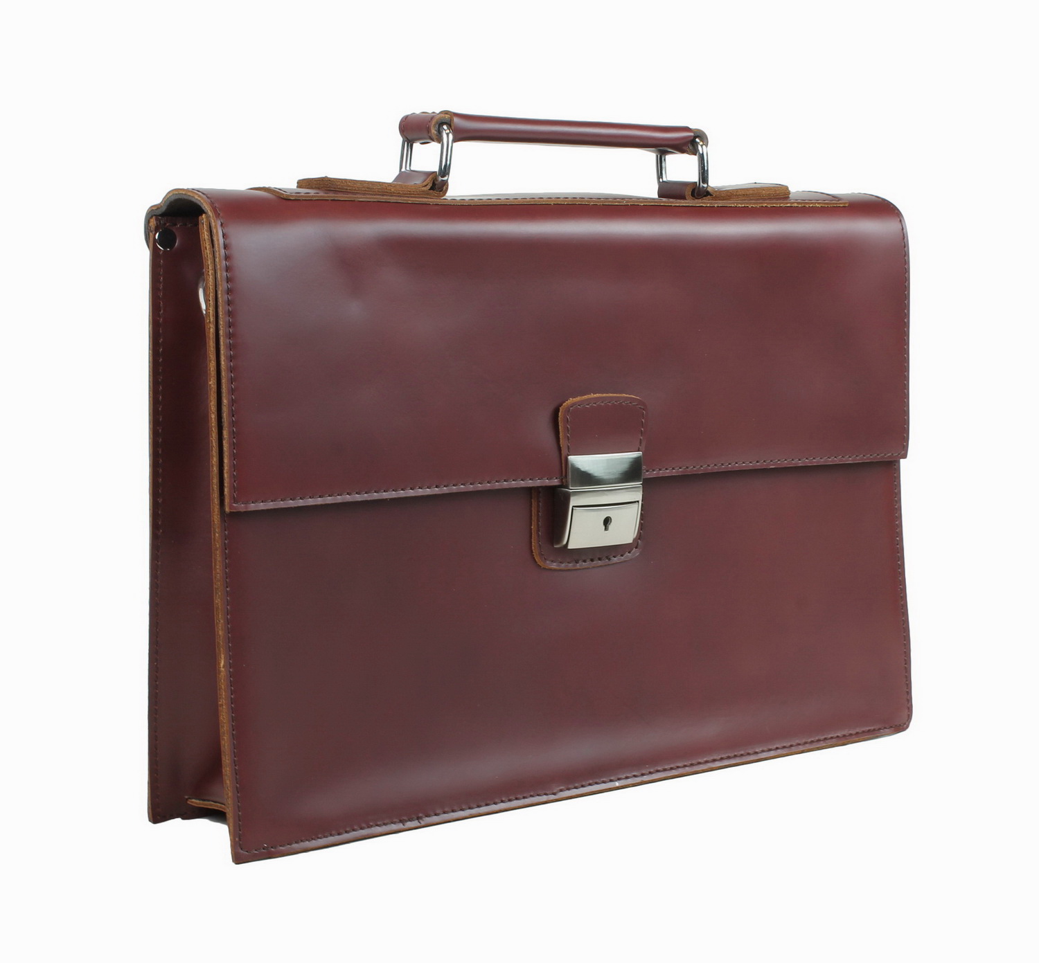 Vagarant Traveler 15" Slim Full Grain Leather Briefcase Laptop Bag w/Latch Lock LB25.WR