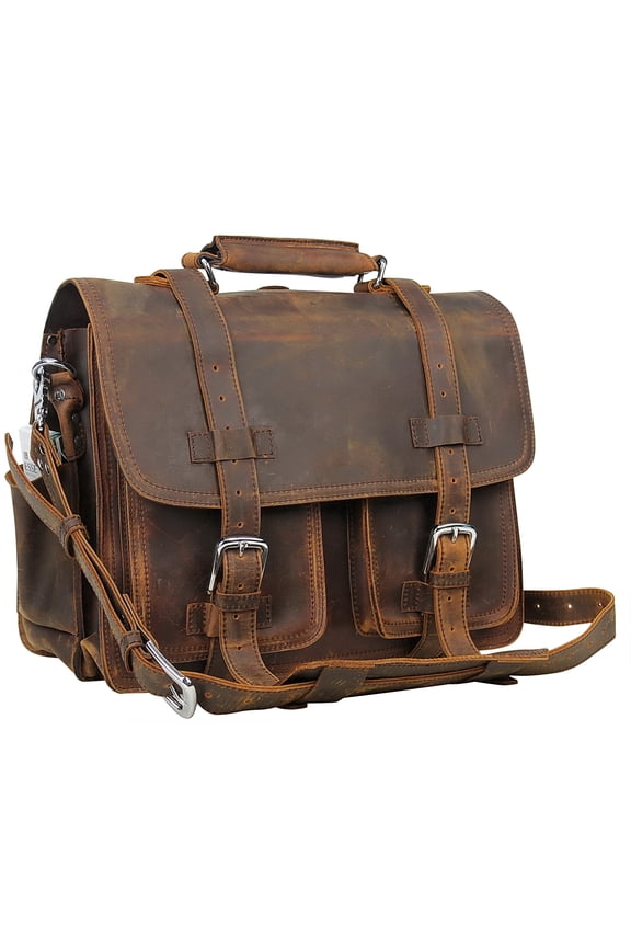 16" CEO Heavy Duty Full Grain Leather Large Briefcase Laptop Bag. Heavy 9.5LB L33.VB