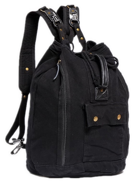 16" Rock Round Style Canvas Backpack C07.BLK