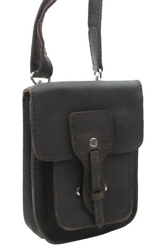 7" Cowhide Leather Slim Sling Bag/Waist Bag LH15.DB