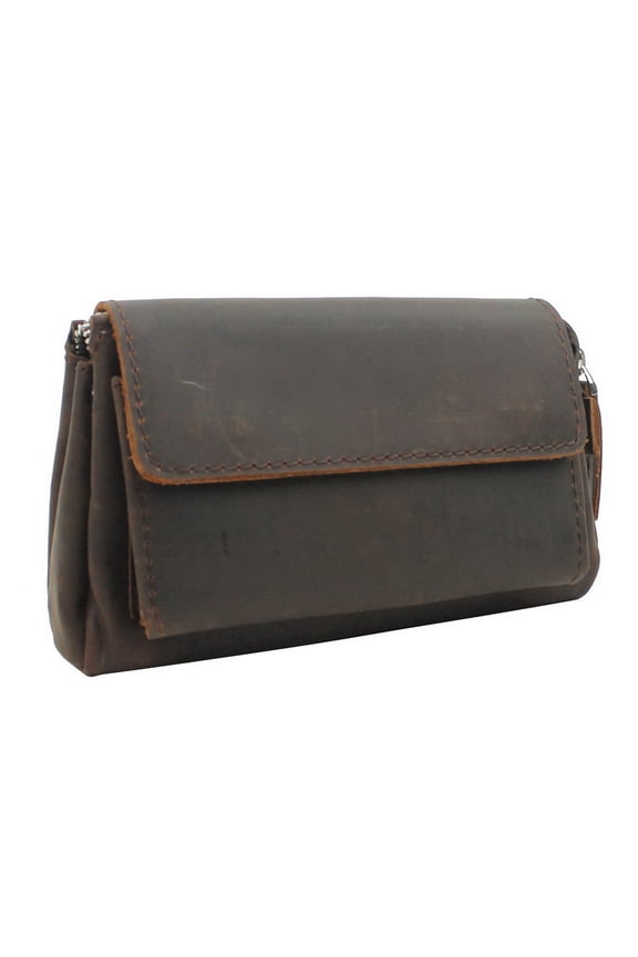 8.5" Cowhide Leather Large Clutch Bag LH01.DB