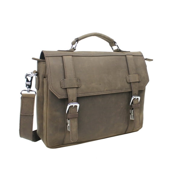 Vagarant Traveler Classic Full Grain Leather Click Latch Messenger Laptop Bag LM24.DS