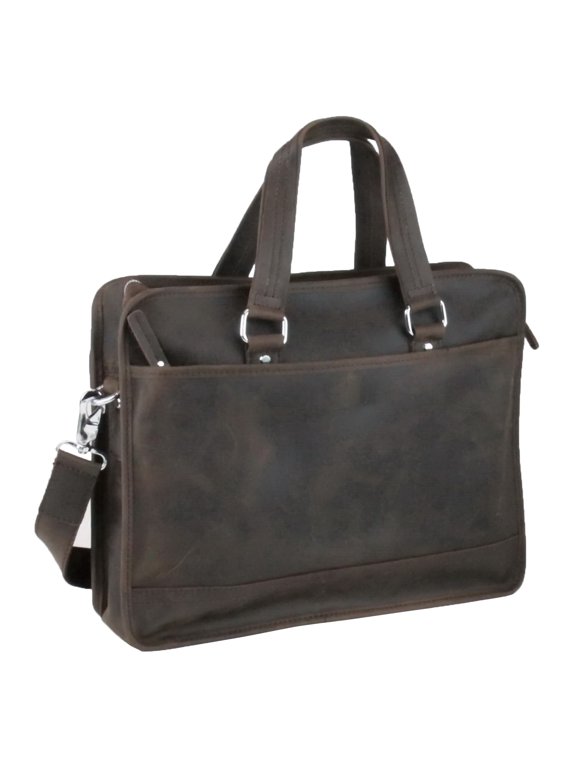 Cowhide Leather Messenger Bag w/Luggage Strap Holder LM16.DB