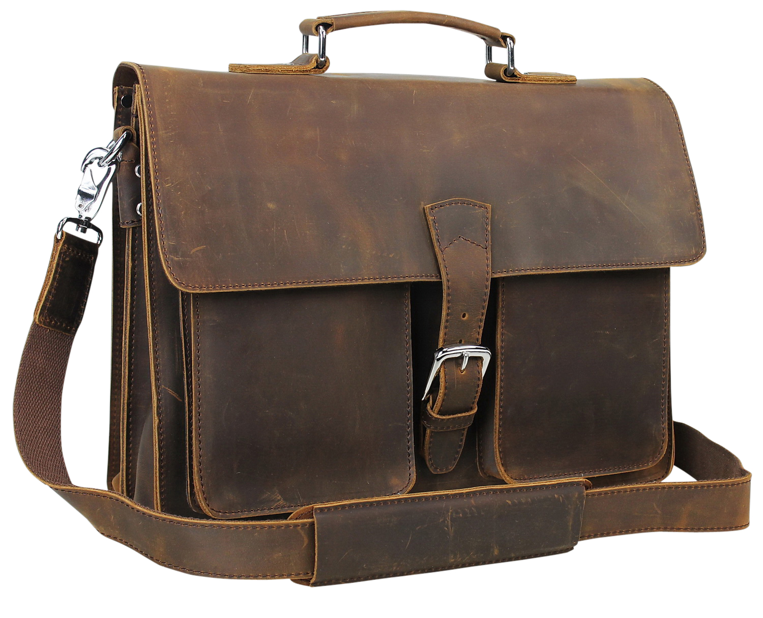 Vagarant Traveler Cowhide Leather Pro Briefcase L64. Vintage Brown