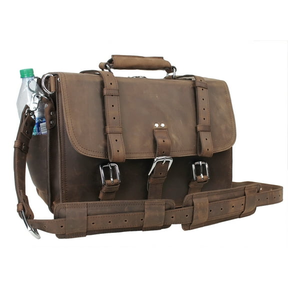 Vagarant Traveler Extra Large Classic Oil Tanned Full Leather Briefcase Laptop Bag (Heavy 9.5LB) L06. CB