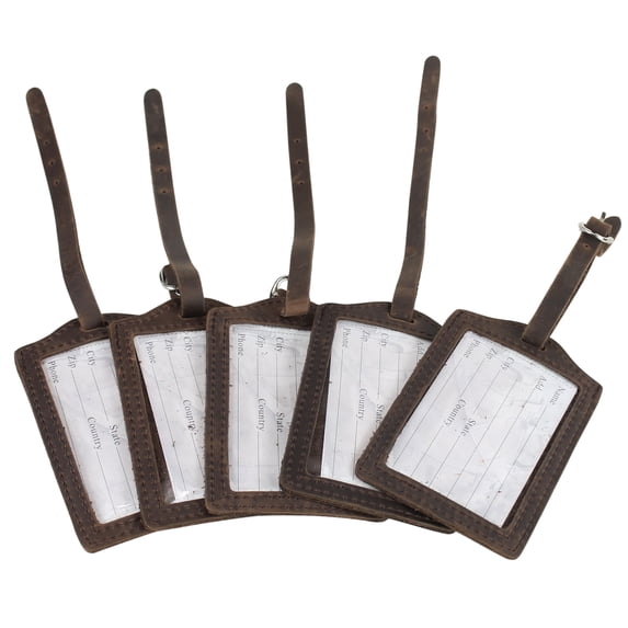 Vagarant Traveler Full Grain Leather Luggage ID Tag Pack of 5 - B186DS