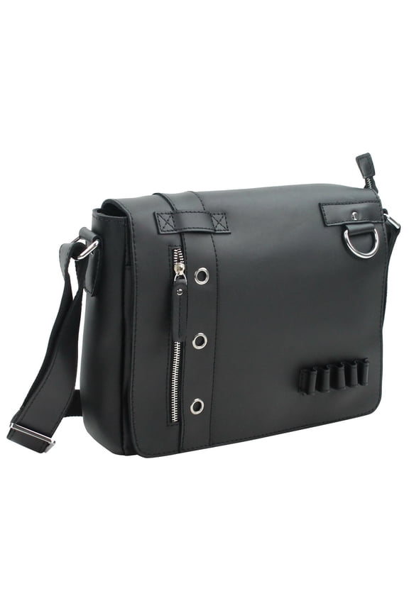 Full Grain Leather Messenger Bag Asymmetrical L14.BLK