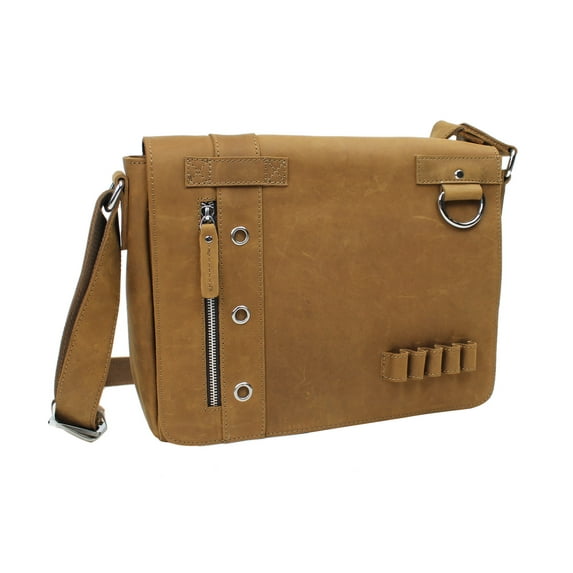 Vagarant Traveler Full Grain Leather Messenger Bag Asymmetrical L14.BRN