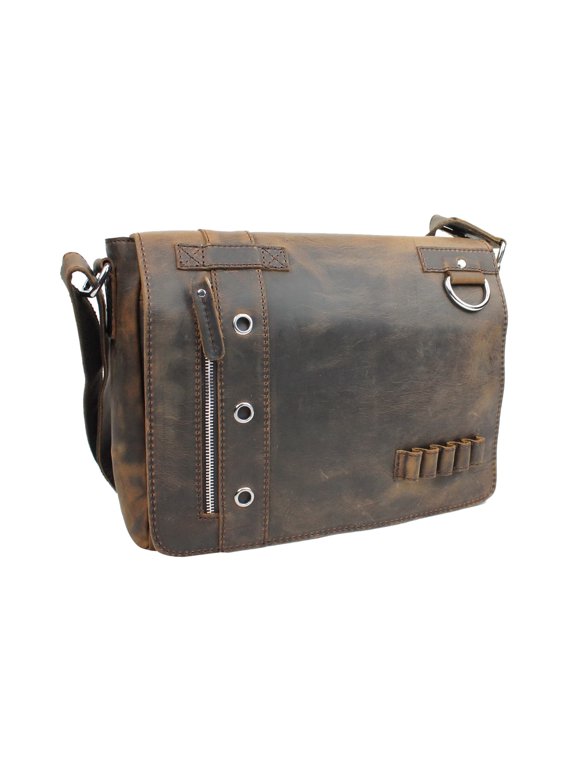 Full Grain Leather Messenger Bag Asymmetrical L14.DB