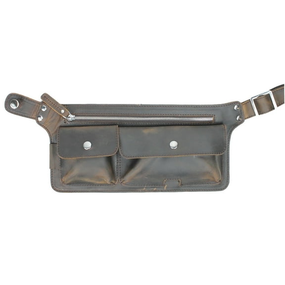 Vagarant Traveler Full Grain Leather Slim Long Shape Waist Bag LW06.DB