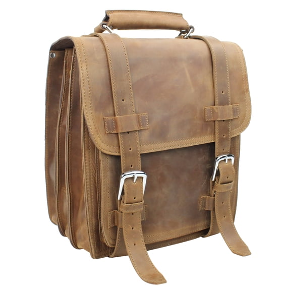 Vagarant Traveler Heavy Duty Full Leather Laptop Bag with Front Pocket L62.VB