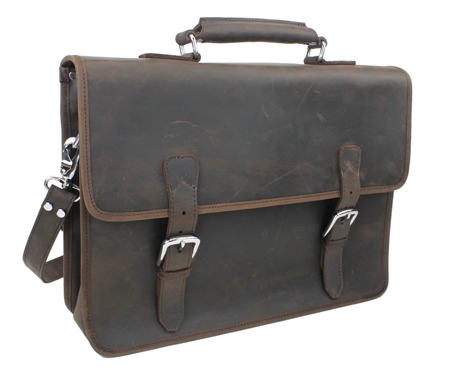 Vagarant Traveler Large Full Grain Cowhide Leather Briefcase Laptop Bag L05.DB