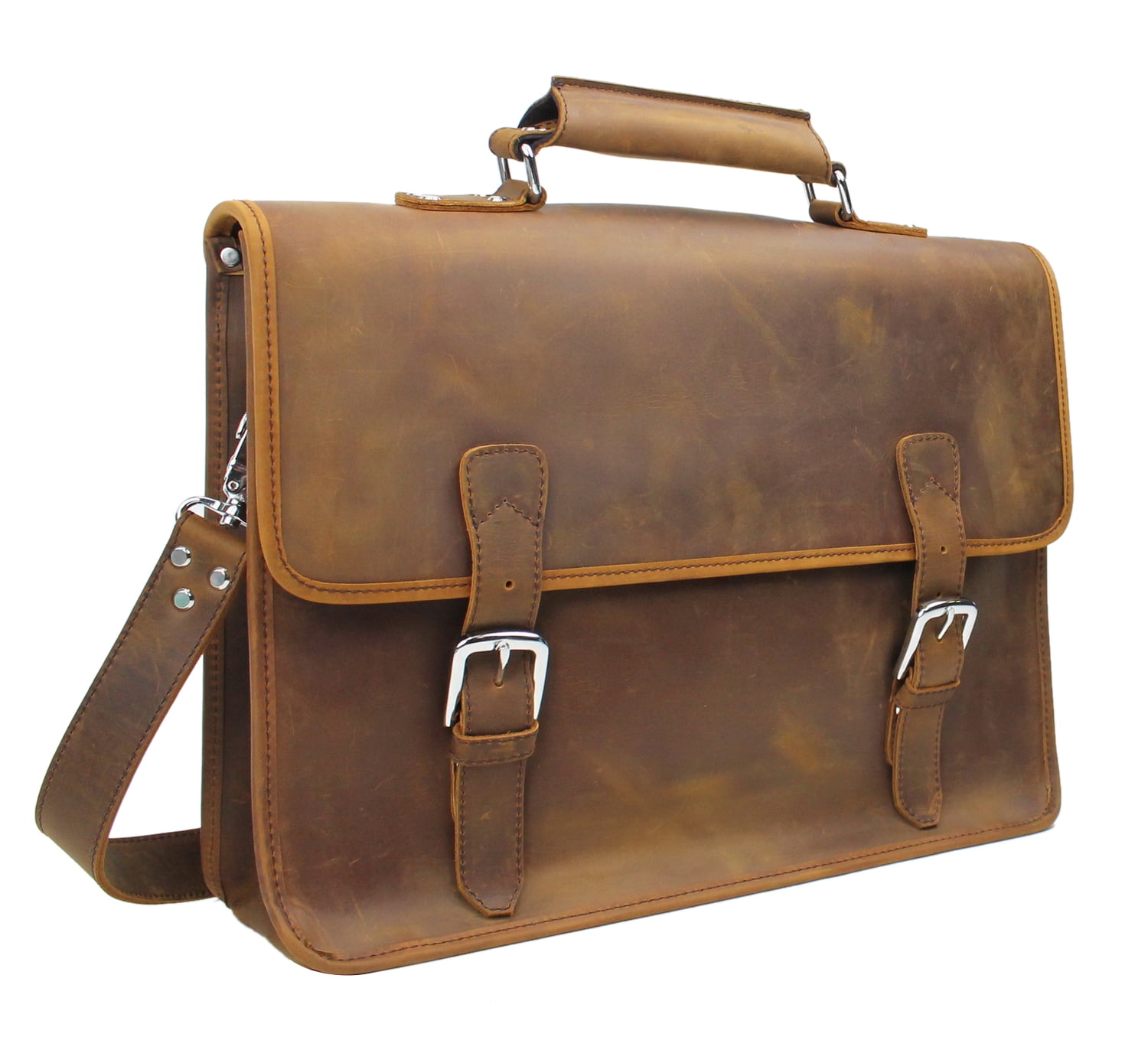 Vagarant Traveler Large Full Grain Cowhide Leather Briefcase Laptop Bag L05.VB