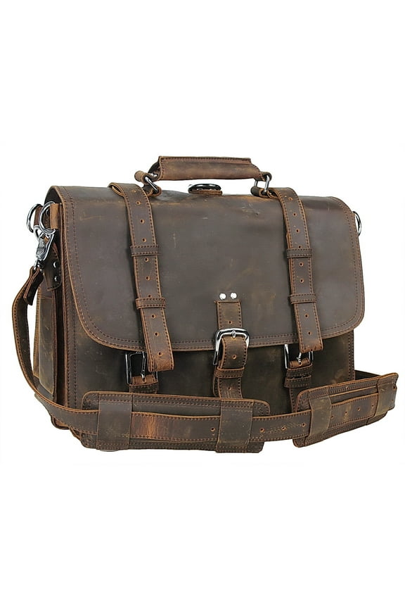 Extra Large Classic Oil Tanned Full Leather Briefcase Laptop Bag (Heavy 9.5LB) L06.DV