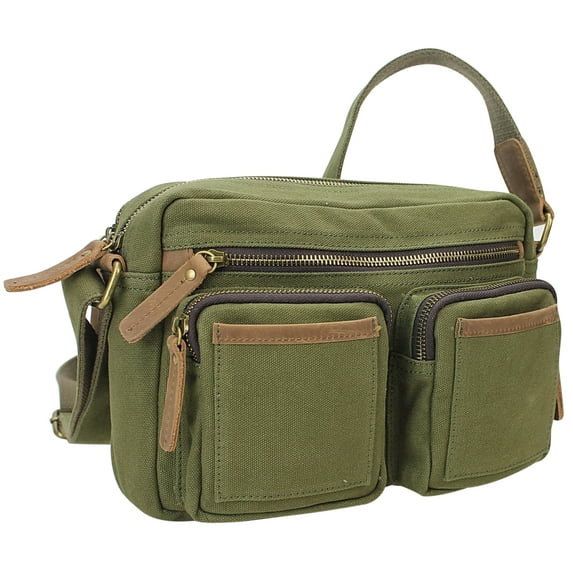 Vagarant Traveler Vintage Cotton Canvas Shoulder Bag CS14.GRN