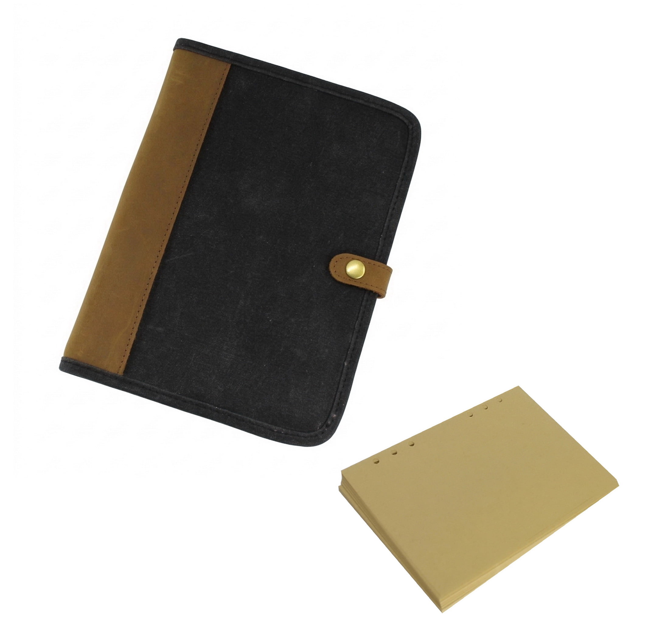 Vagarant Traveler Vintage Leather and Waxed Canvas Combination Journal B249.GRY