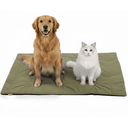 Vagascape Dog Heating Pad (31"x20") - Waterproof Electric Heated Mat & Pet Bed for Indoor and Outdoor Use, Chew Resistant Cord, Washable Cover with Wheat Pattern Quilting, for Cat and Pet, Green