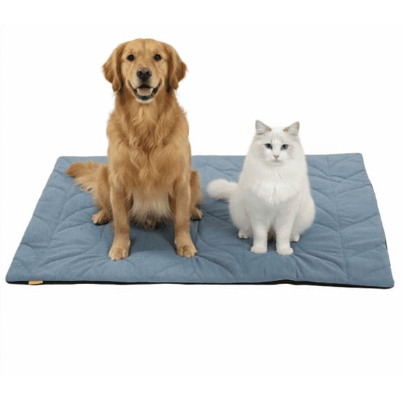 Vagascape Dog Heating Pad (31"x20") - Waterproof Electric Heated Mat & Pet Bed for Indoor and Outdoor Use, Chew Resistant Cord, Washable Cover with Wheat Pattern Quilting, for Cats and Pets, Blue