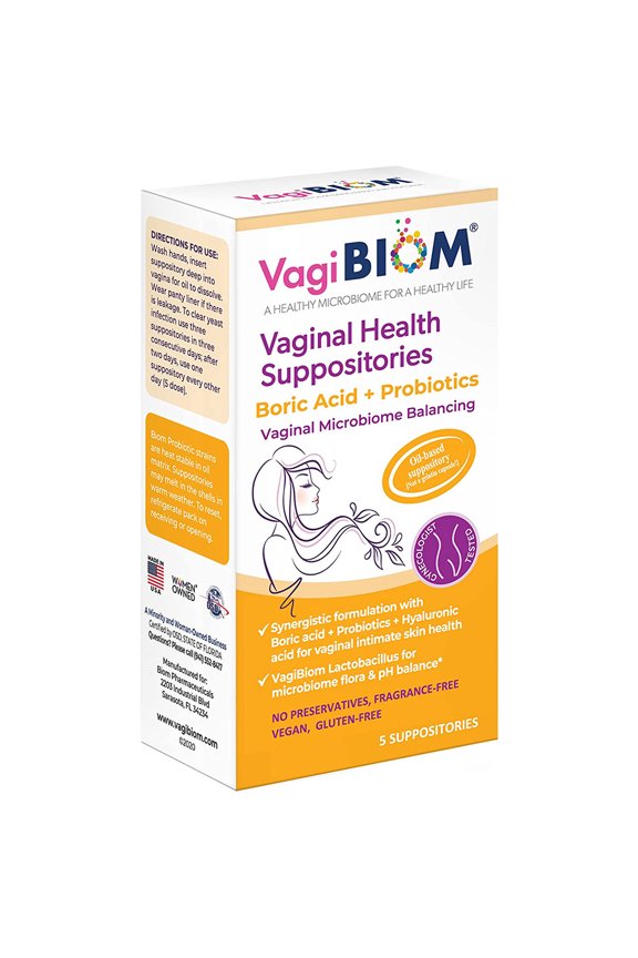 Vaginal Suppositories with Boric Acid, 5 Suppository Pack