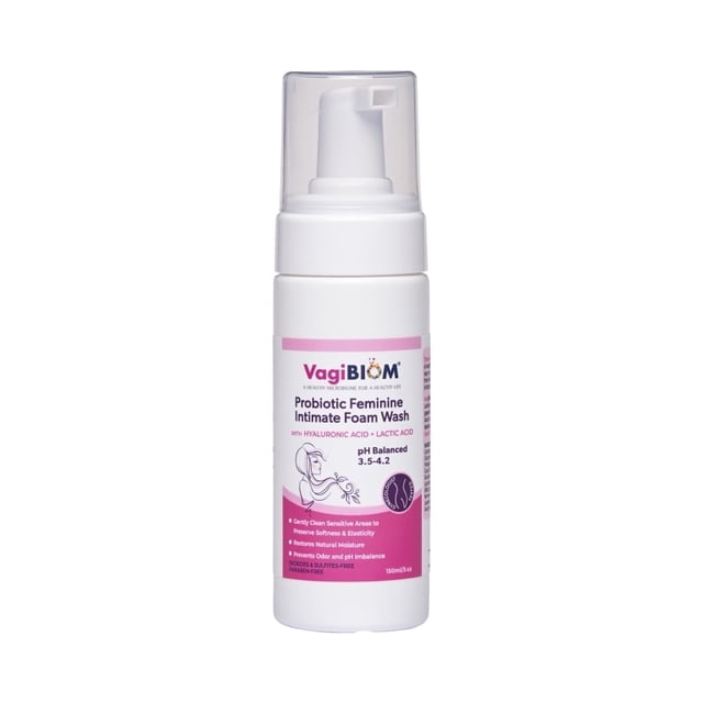 Biom Probiotics VagiBiom Natural Vaginal Foam Cleanser, pH Balanced ...