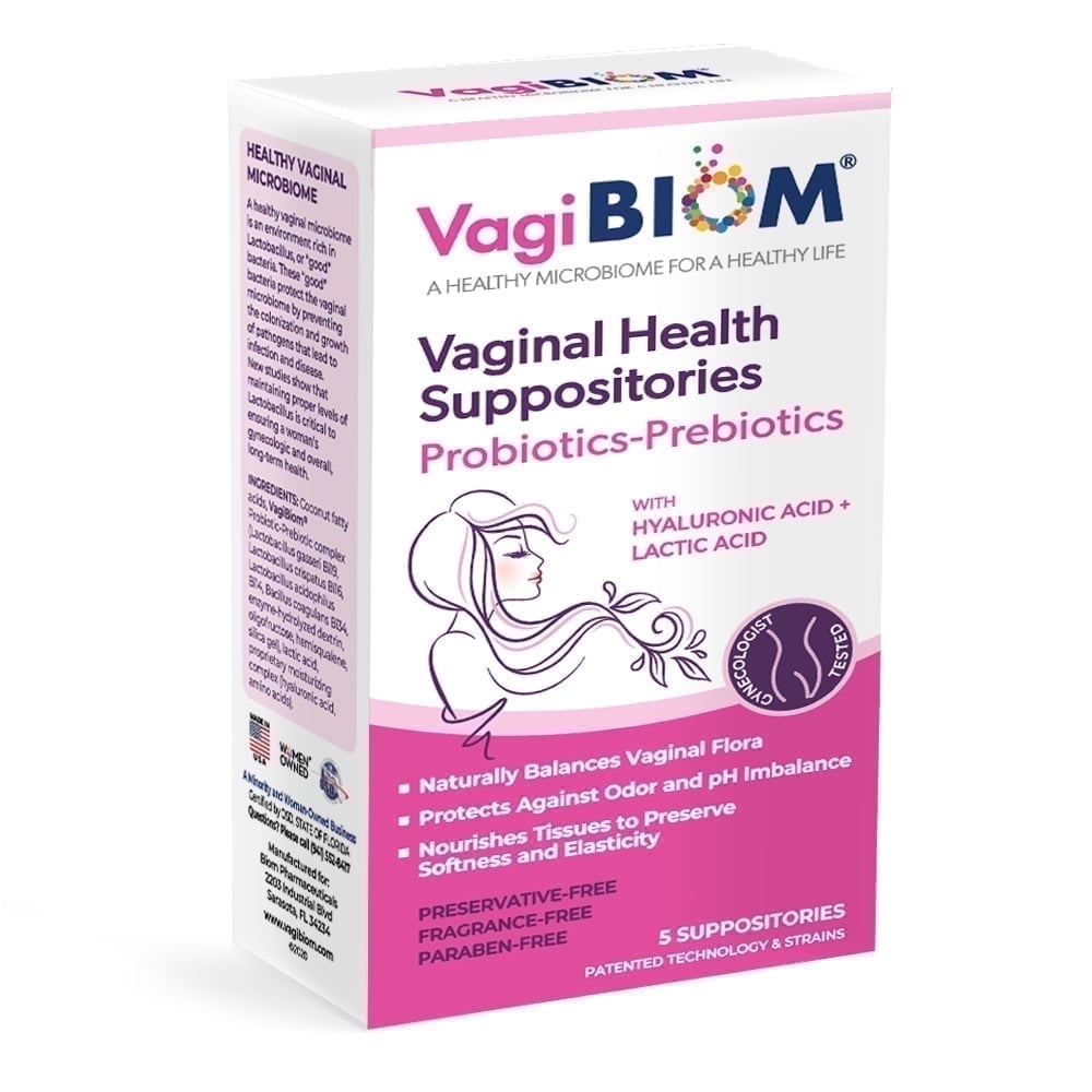 Vagibiom Biom Probiotics Vaginal Probiotic Suppository for Women, Fragrance Free in a Convenient 5 Count Suppository Pack