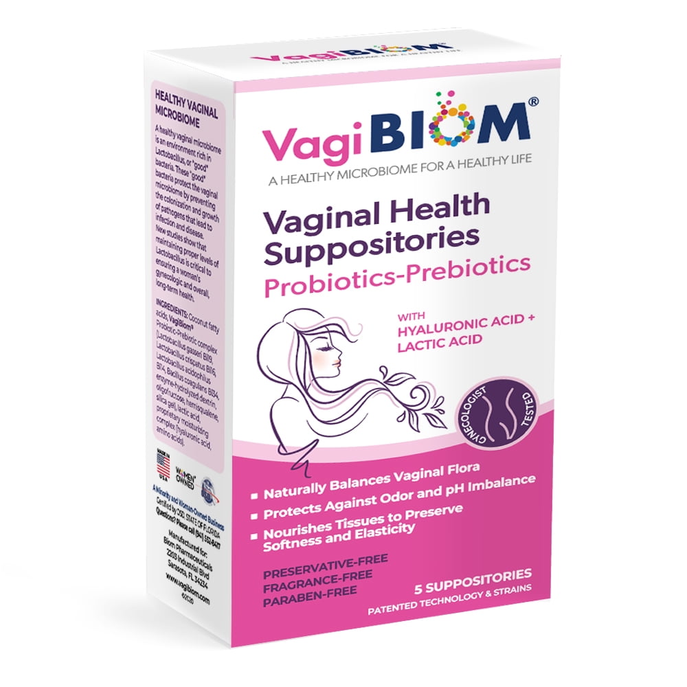 Vagibiom Biom Probiotics Vaginal Probiotic Suppository for Women, Fragrance Free in a Convenient 5 Count Suppository Pack