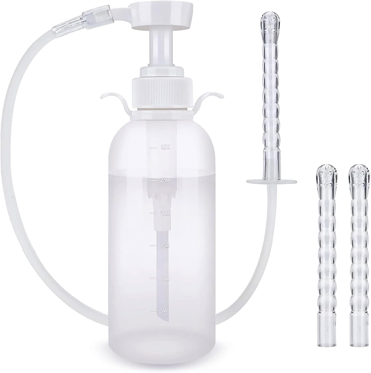 Vaginal Cleansing System, Reusable Vaginal Douche Bottle Cleaner for Women, Manual Pressure Anal Douche Vaginal Cleaning Kit, Douche Feminine Products, 3 Nozzle Tips, 300ml