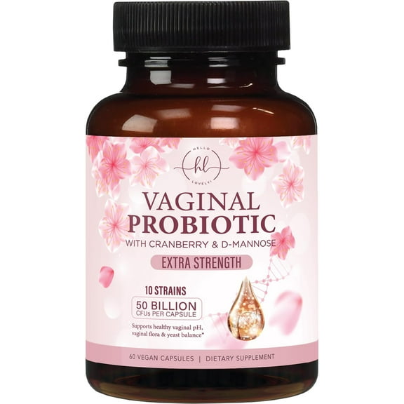 Vaginal Probiotics 50 Billion CFU - 10 Unique Strains With Cranberry & D Mannose - Vaginal PH Flora Feminine Health Balance Support - Women Health Probiotic Supplement, Bottled in USA - 60 Capsules