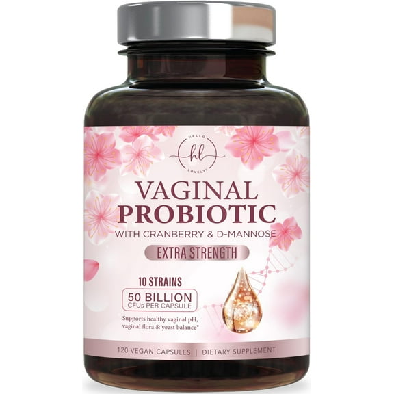 Vaginal Probiotics 50 Billion CFU - 10 Unique Strains With Cranberry & D Mannose - Vaginal PH Flora Feminine Health Balance Support - Women Health Probiotic Supplement, Bottled in USA - 120 Capsules