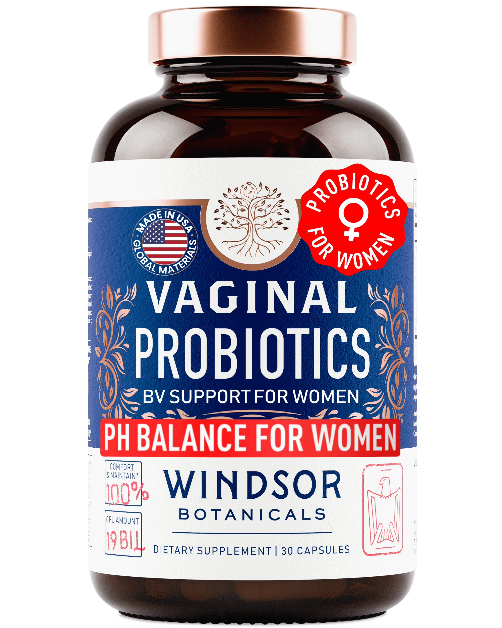 Vaginal Probiotics for Women - 19Bil CFU,15-Strain Lactobacillus Probiotic for PH Balance, Urinary Tract Support, Odor & Yeast Health - Balance Complex for Women BV Support - 30 Vegan Caps